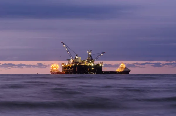 Pipe Layer Platform Werken Zee Bij Aanleg Van Een Gasleiding — Stockfoto