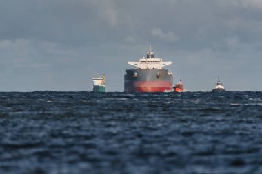 MARITIME TRANSORT - Toplu taşıyıcı, römorkör ve pilot tekne limana doğru yelken açıyor