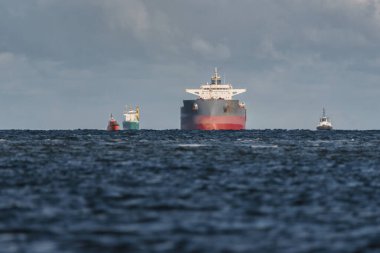 MARITIME TRANSORT - Toplu taşıyıcı, römorkör ve pilot tekne limana doğru yelken açıyor