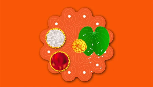 Bonne Carte Voeux Dussehra Feuille Verte Bauhinia Racemosa Riz Festival — Image vectorielle