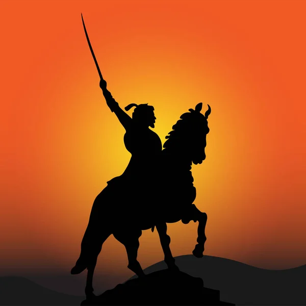 Chhatrapati shivaji maharaj jayanti 'nin çizimi. Gün batımı ya da gündoğumu. Vektör İllüstrasyonu.