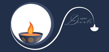 Diwali festivali Diya Lambası 'nın temsilcisi. Mutlu Diwali lüks tebrik kartları. Işıklar bayram davetiyeleri festivali.