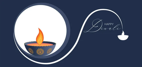 Vektorillustration Des Diwali Festivals Diya Lamp Glückliche Diwali Luxus Grußkarten — Stockvektor