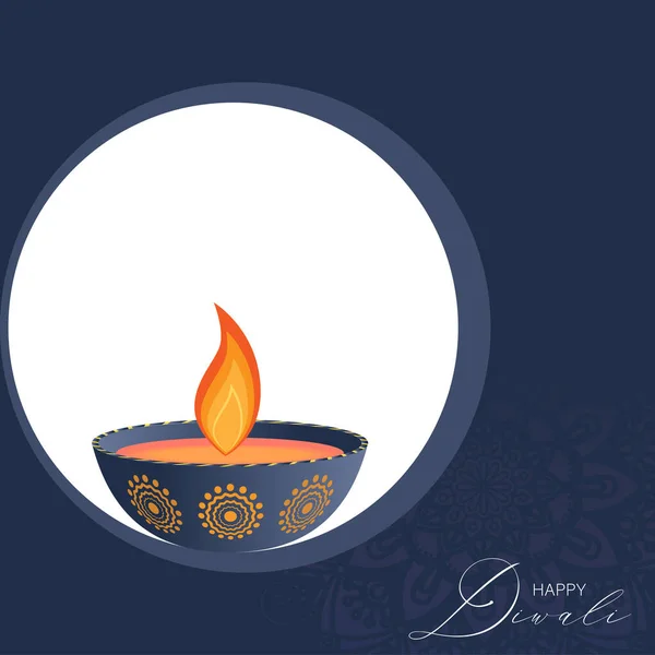 Ilustração Vetorial Festival Diwali Diya Lamp Happy Diwali Cartões Felicitações —  Vetores de Stock