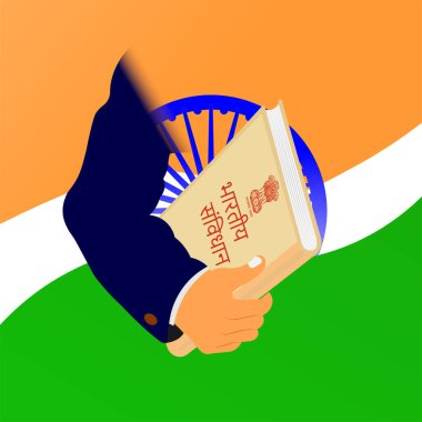 Dr. Bhimrao Ramji Ambedkar 'ın 14 Nisan' da Ambedkar Jayanti için Hindistan Anayasası ile yaptığı Vectpr illüstrasyonu