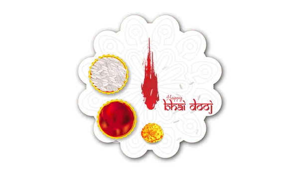 Illustrazione Vettoriale Bhai Dooj Con Sfondo Creativo Con Diyas Appeso — Vettoriale Stock