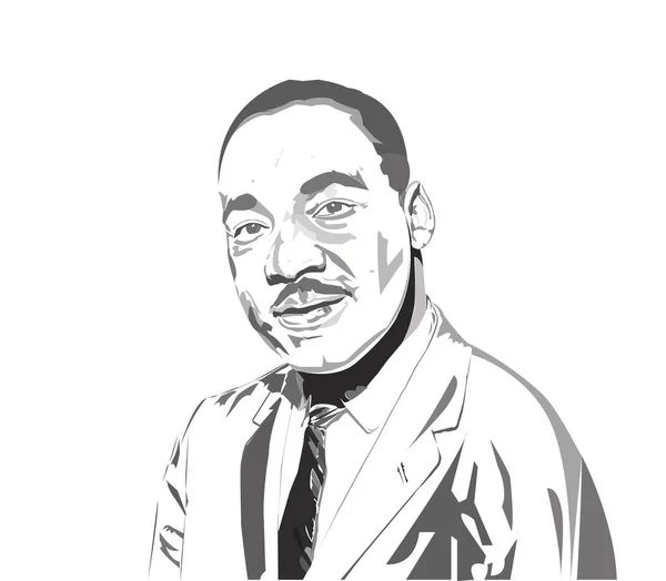 Martin Luther King Schwarz Weißes Handgezeichnetes Porträt Skizze Mit Bleistift — Stockvektor
