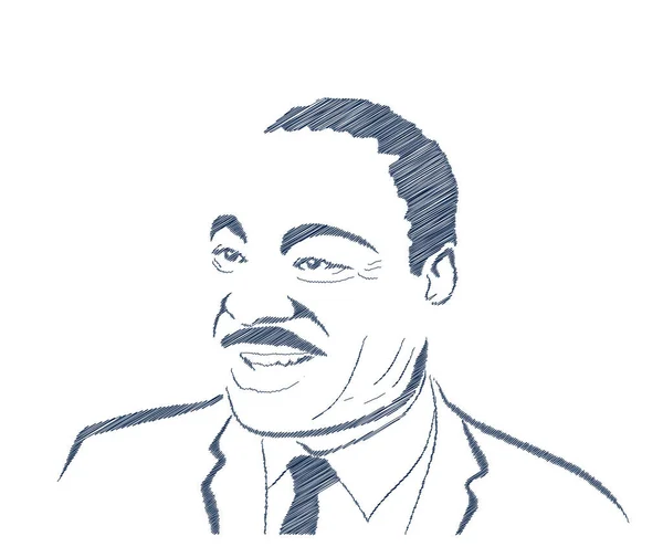 Martin Luther Jr. Kral. Siyah ve beyaz el çizimi portre. Martin Luther Jr. 'ın kalem çizimi..