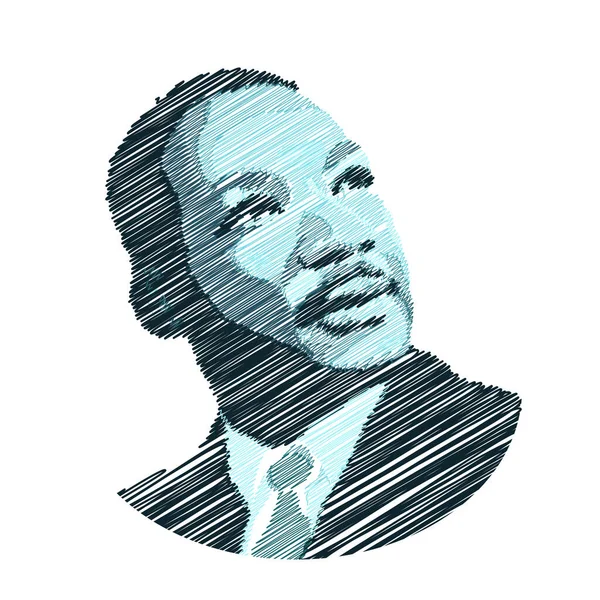 Martin Luther Jr. Kral. Siyah ve beyaz el çizimi portre. Martin Luther Jr. 'ın kalem çizimi..