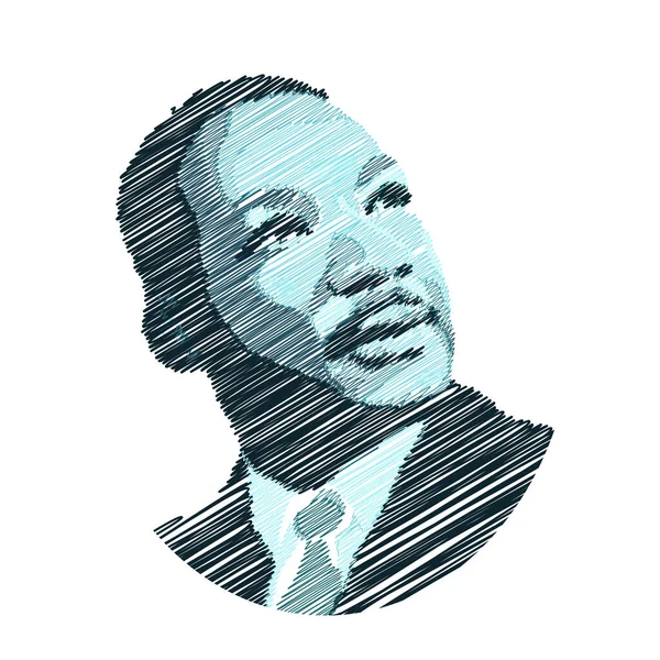 Martin Luther King Zwart Wit Handgetekend Portret Schets Potlood Werk — Stockvector