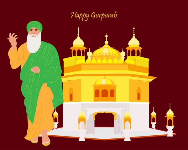 Vector Illustration Guru Nanak Jayanti Ювілей Дня Народження Guru Nanak — стоковий вектор