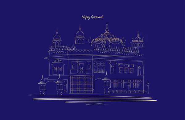 Ilustração Vetorial Guru Nanak Prakash Parv Feliz Gurpurab Templo Cor — Vetor de Stock