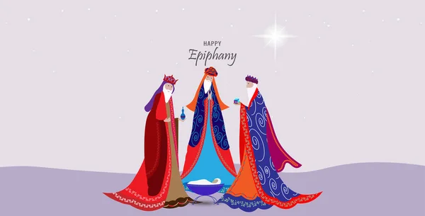 Epifani 'nin temsilcisi, bir Hıristiyan festivali. İsa doğduktan hemen sonra. Karanlık gecelerde yıldızlara bakan soyut 3 kral.