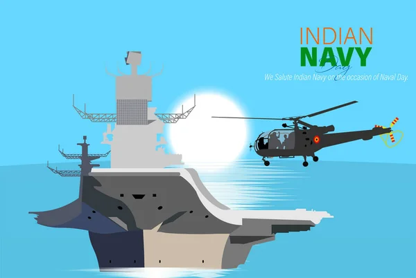 Vector Illustratie Van Indian Navy Day December Soldaat Saluting Flag — Stockvector