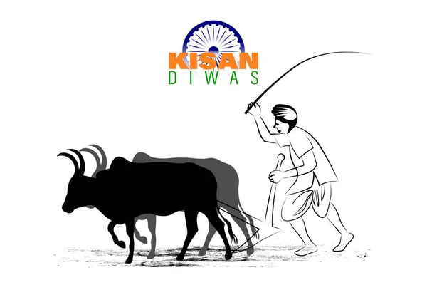 Векторная Иллюстрация Индийского Дня Kisan Diwas Означает Дни Фермеров Абстрактная — стоковый вектор