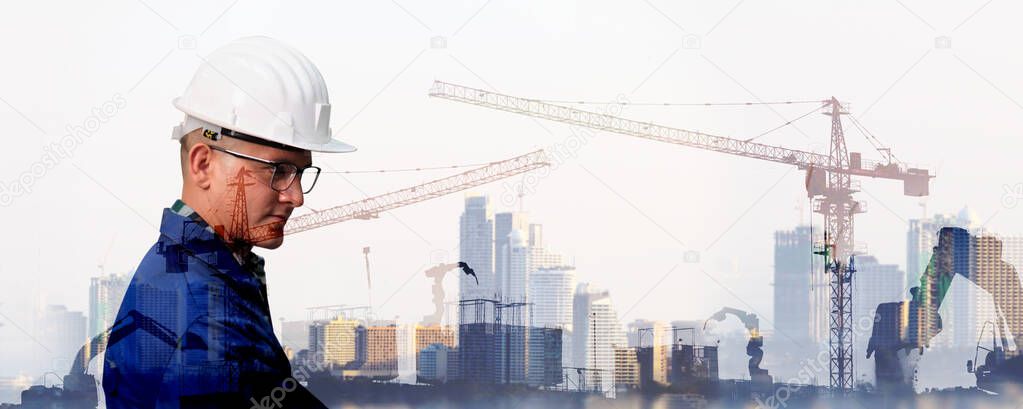 Industry of construction site and engineer working