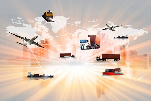 Światowej Logistyki Tła Lub Transportu Przemysł Lub Firma Żeglugowa Dostawa — Zdjęcie stockowe