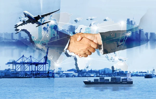 Background Logistico Mondiale Trasporto Industria Trasporto Business Container Cargo Spedizione — Foto Stock