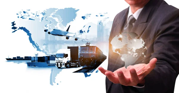Die Welt Logistik Hintergrund Oder Transport Industrie Oder Schifffahrt Containerfracht — Stockfoto