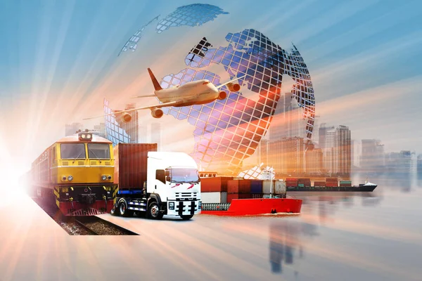 World Logistics Background Transportation Industry Shipping Business Container Cargo Shipment — Stock Photo, Image