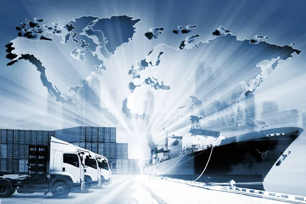Världens Logistik Bakgrund Eller Transport Industri Eller Sjöfart Container Cargo — Stockfoto