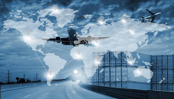 World Logistics World Map Logistic Network Distribution Background Logistics Industrial — Stock Photo, Image