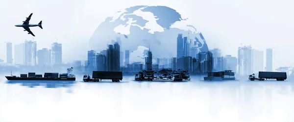 Background Logistico Mondiale Trasporto Industria Trasporto Business Container Cargo Spedizione — Foto Stock