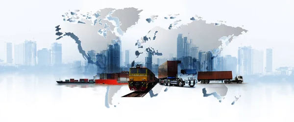 Fondo Logístico Mundial Transporte Industria Negocio Envío Envío Carga Contenedores —  Fotos de Stock