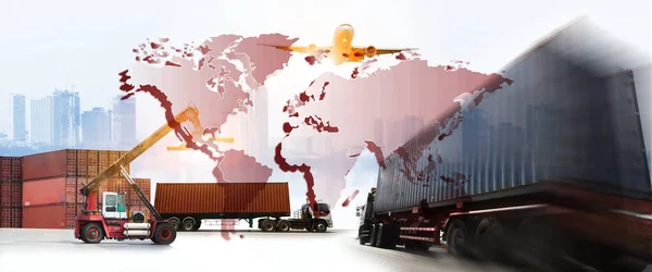 Světová Logistika Existují Mapy Světa Logistickou Sítí Distribuce Pozadí Logistika — Stock fotografie