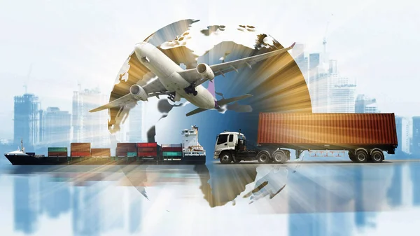 Transport Wereld Business Industrie Van Logistieke Import Export Levering Verzending — Stockfoto