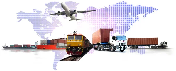 Transport Importation Exportation Concept Logistique Camion Porte Conteneurs Navire Dans — Photo