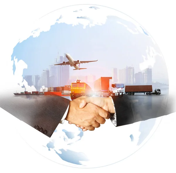 グローバル物流の成功事業 航空貨物輸送鉄道輸送海上輸送オンタイム配送 サプライチェーンの概念 — ストック写真