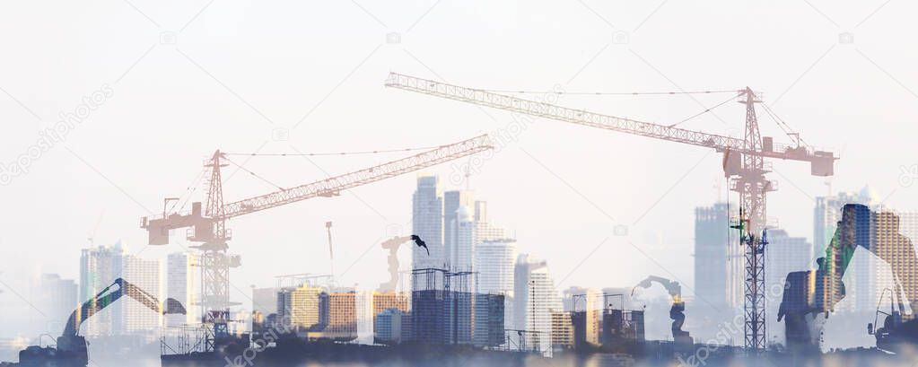 engineer on site with construction site background 