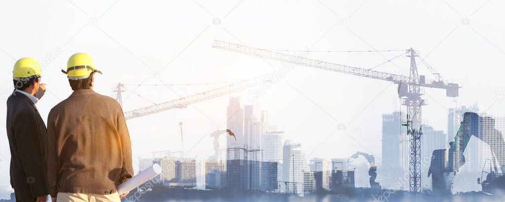 engineer on site with construction background 