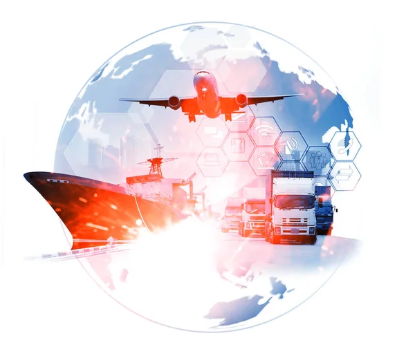 Wereld Logistiek Zijn Wereldkaart Met Logistieke Netwerk Distributie Achtergrond Logistiek — Stockfoto