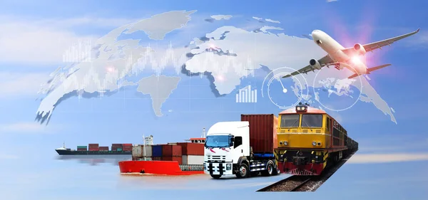 Trasporti Import Export Logistica Commerciale Industria Navale Camion Container Nave — Foto Stock