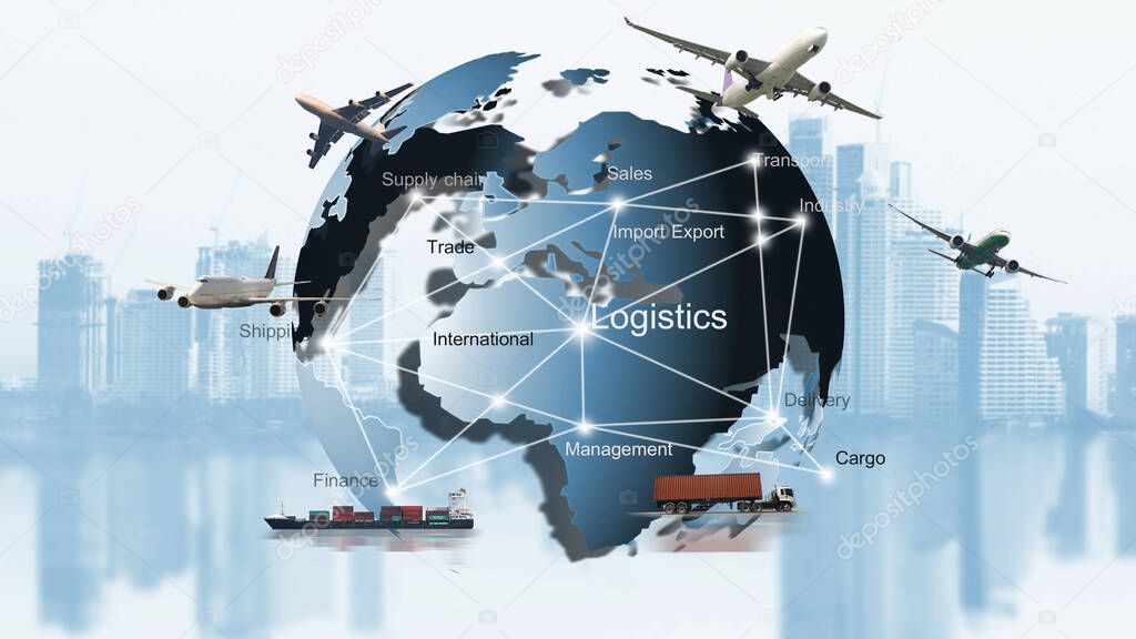 Transportation, import-export, logistic, shipping business management 