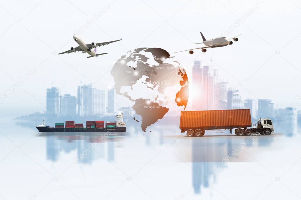 Transportation, import-export, logistic, shipping business management 
