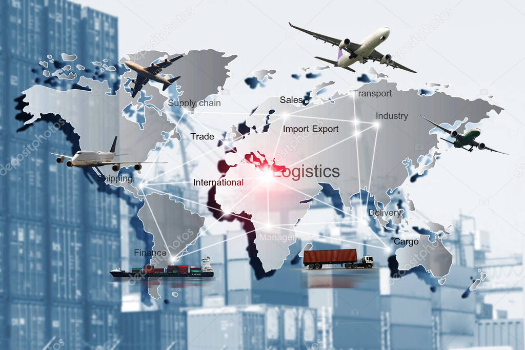 Transportation, import-export, logistic, shipping business management 