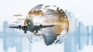 Dünyanın etrafında uçan uçak, ulaşım konsepti, seyahat konsepti