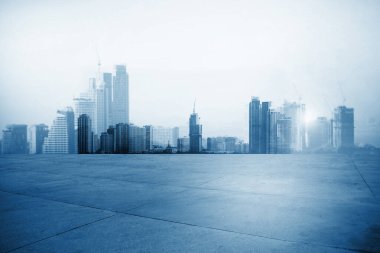 Şehir arka planına sahip kentsel manzara yolu 