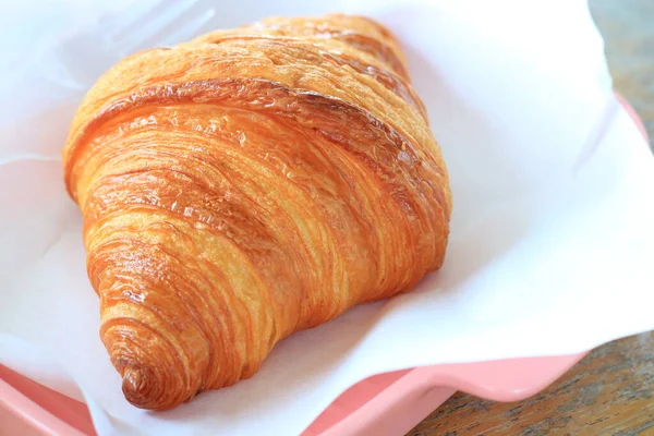 Great Croissants Freshly Backed French Croissant Shiny Rays Morning Sun — Stock Photo, Image