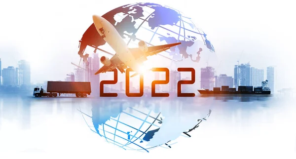 2022 Avec Monde Logistique Une Distribution Logistique Sur Fond Logistique — Photo