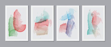 Duvar dekorasyonu, kartpostal ya da broşür kapağı tasarımı için yaratıcı doğa suluboya çizimleri. Vektör EPS10.