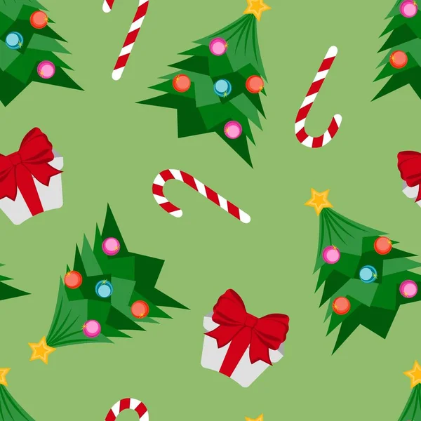 Vektorové Kreslené Vánoční Pozadí Tradičními Atributy Nového Roku Jsou Elegantní — Stockový vektor
