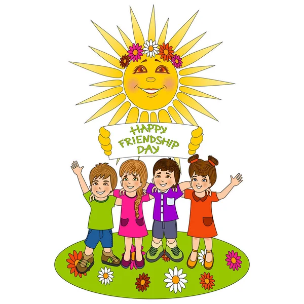 Vector Ilustración Dibujos Animados Colores Los Niños Que Celebran Día — Vector de stock