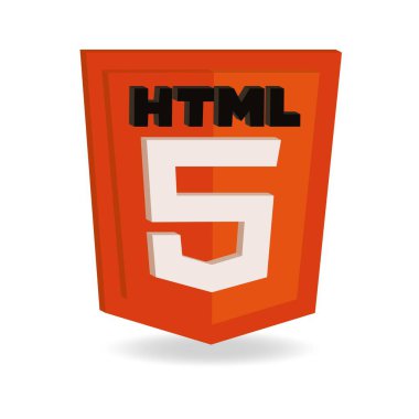 Turuncu 3d html5 simgesi beyaz arkaplanda izole edildi.