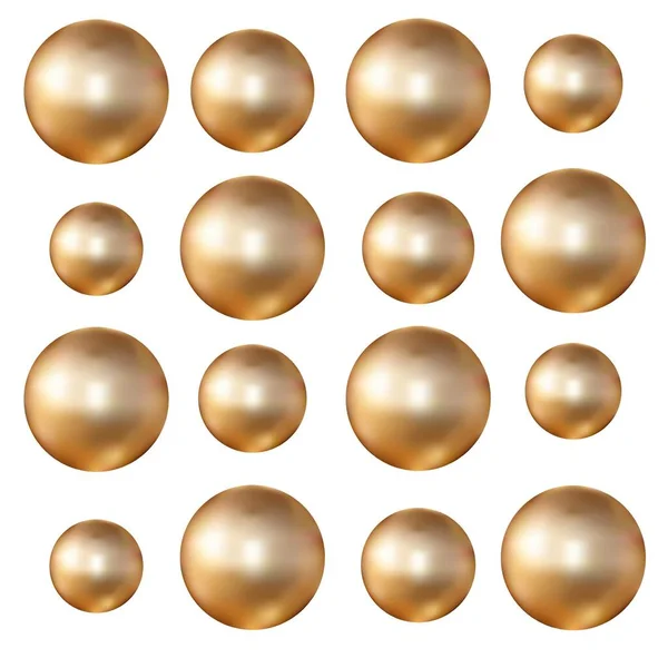 Perline d'oro isolate su sfondo bianco — Vettoriale Stock