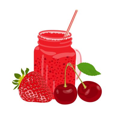 Kirazlı ve çilekli smoothie. 