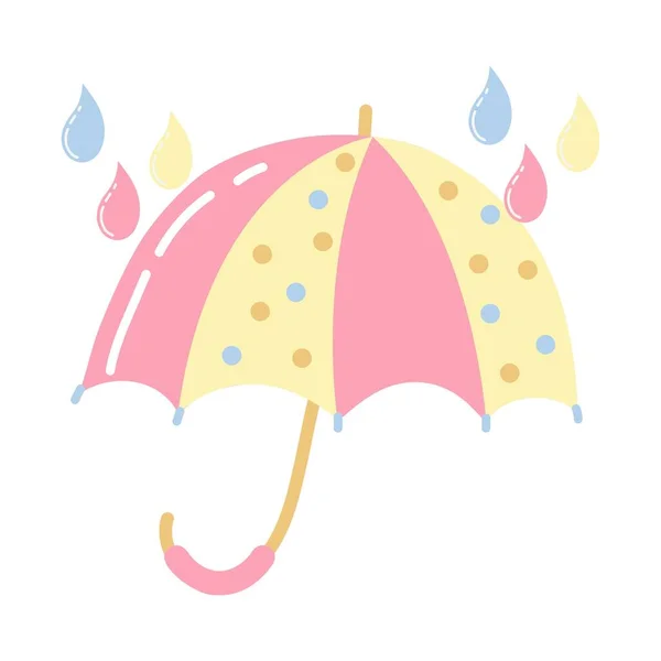 Yellow umbrella cartoon style on white — Stock Vector